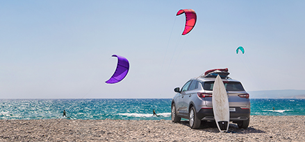 Kite-surfing on a sunny day